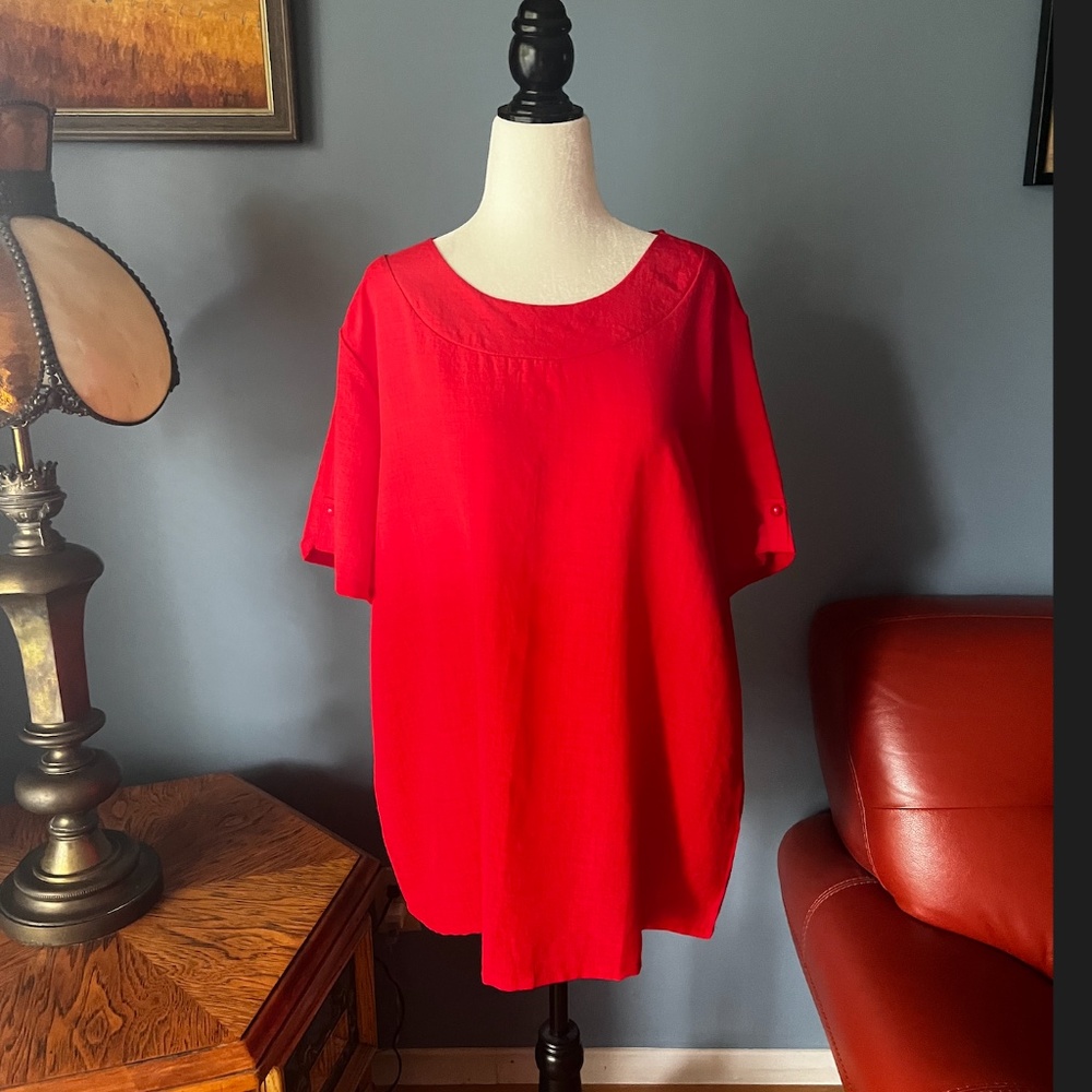 Vintage 100% Cotton Red Blouse
